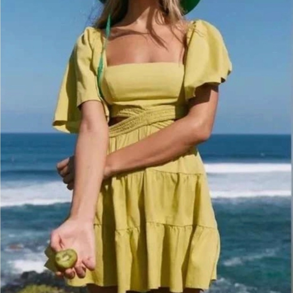Free People Mustard Mini Dress